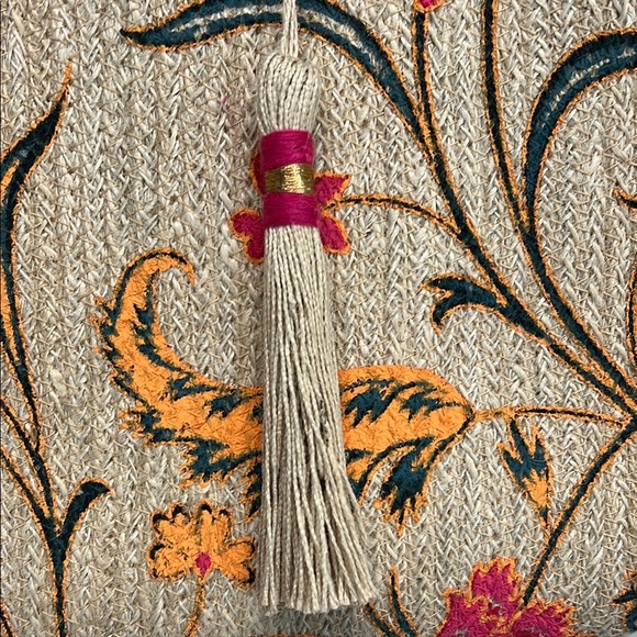 Antik Kraft Tan Floral 🌺 Shoulder Bag | 100% Jute | Magnetic Closure ✨ - Picture 6 of 11